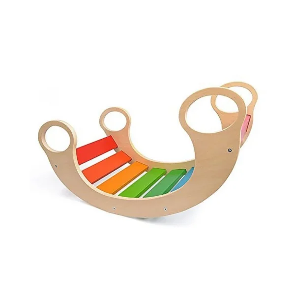 Balansoar rocker din lemn, placa de echilibru, montessori, multicolor - imagine 7