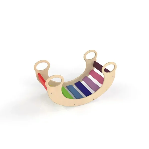 Balansoar rocker din lemn, placa de echilibru, montessori, multicolor - imagine 10