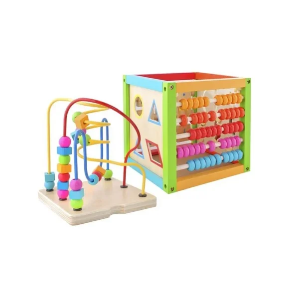 Cub activitati educative, centru multifunctional, 5 in 1, jucarie interactiva din lemn - imagine 5