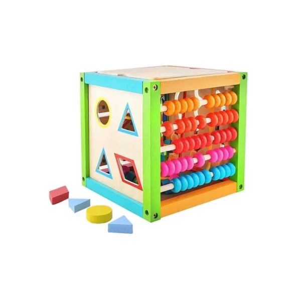 Cub activitati educative, centru multifunctional, 5 in 1, jucarie interactiva din lemn - imagine 6