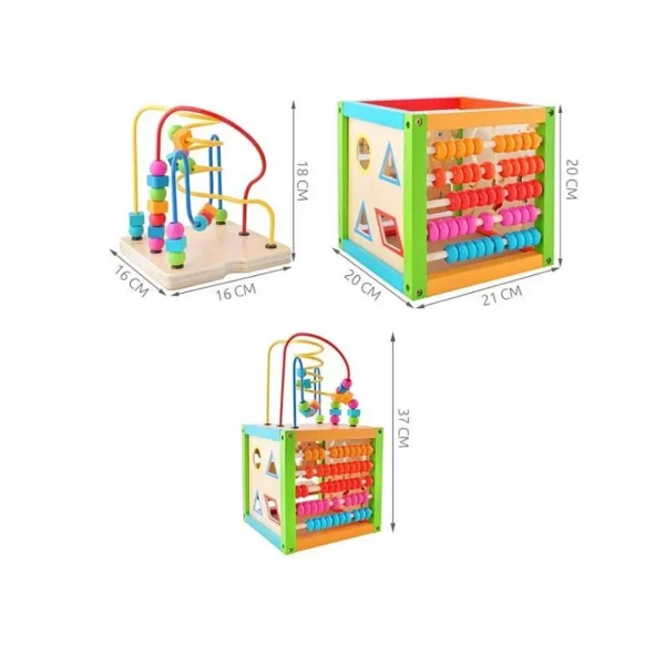 Cub activitati educative, centru multifunctional, 5 in 1, jucarie interactiva din lemn - imagine 7
