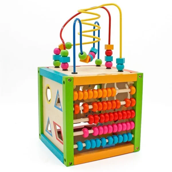 Cub activitati educative, centru multifunctional, 5 in 1, jucarie interactiva din lemn - imagine 3