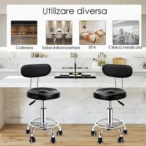 Set 2 scaune ergonomice fara manere, inaltime reglabila, baza cromata, polipropilena - imagine 26