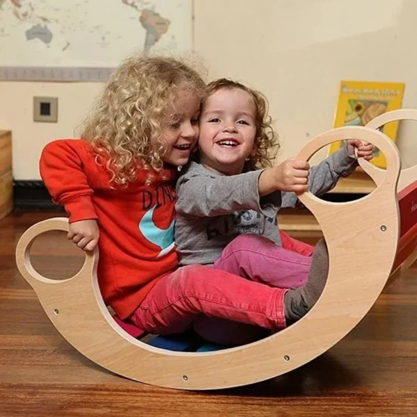 Balansoar rocker din lemn, placa de echilibru, montessori, multicolor - imagine 14