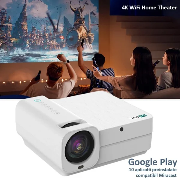 Video proiector 4k wifi home theater, google play, hdmi, usb, 7000 lm, av, micro sd, telecomanda - imagine 19