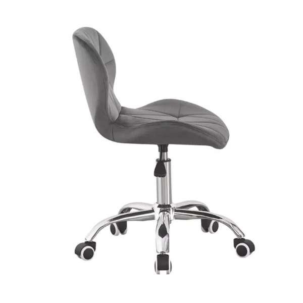 Scaun tapitat de birou, stil scandinav, baza cromata, inaltime reglabila, catifea, gri - imagine 10