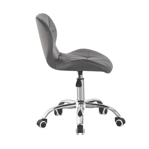 Scaun tapitat de birou, stil scandinav, baza cromata, inaltime reglabila, catifea, gri - imagine 3