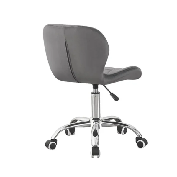 Scaun tapitat de birou, stil scandinav, baza cromata, inaltime reglabila, catifea, gri - imagine 5