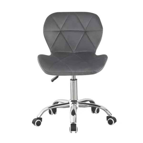 Scaun tapitat de birou, stil scandinav, baza cromata, inaltime reglabila, catifea, gri - imagine 14