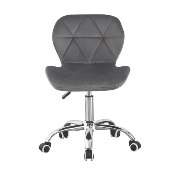 Scaun tapitat de birou, stil scandinav, baza cromata, inaltime reglabila, catifea, gri - imagine 7