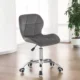 Scaun tapitat de birou, stil scandinav, baza cromata, inaltime reglabila, catifea, gri - imagine 8