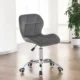 Scaun tapitat de birou, stil scandinav, baza cromata, inaltime reglabila, catifea, gri