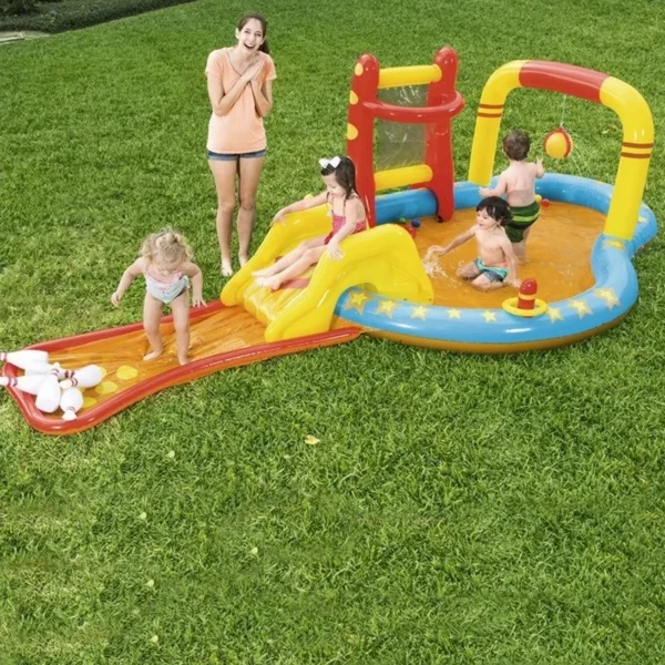 Centru de joaca acvatic pentru copii, multiple jocuri, piscina, tobogan, 435x213x117 cm - imagine 1