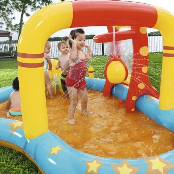 Centru de joaca acvatic pentru copii, multiple jocuri, piscina, tobogan, 435x213x117 cm - imagine 7