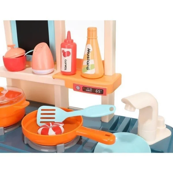 Bucatarie copii, efecte sonore, abur, lumini, 42 accesorii, circuit apa cu robinet, 63x45x22 cm - imagine 14