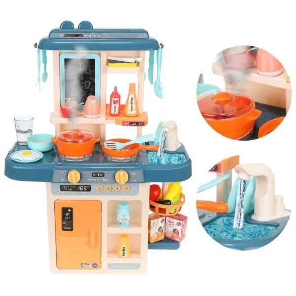 Bucatarie copii, efecte sonore, abur, lumini, 42 accesorii, circuit apa cu robinet, 63x45x22 cm - imagine 1