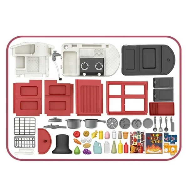 Bucatarie copii, abur rece, robinet pompa apa, accesorii gatit si alimente, 61x56x25.5 cm - imagine 10