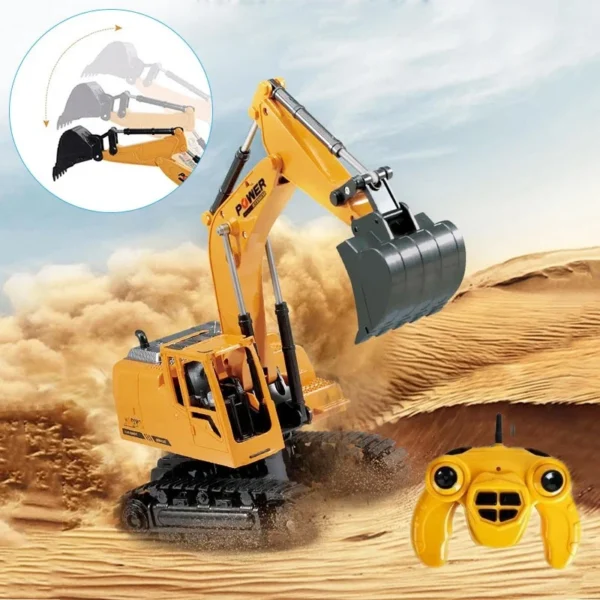 Excavator cu telecomanda 7 canale, reincarcabil usb, 18x13.5x33.5 cm, rotire 360 grade - imagine 12