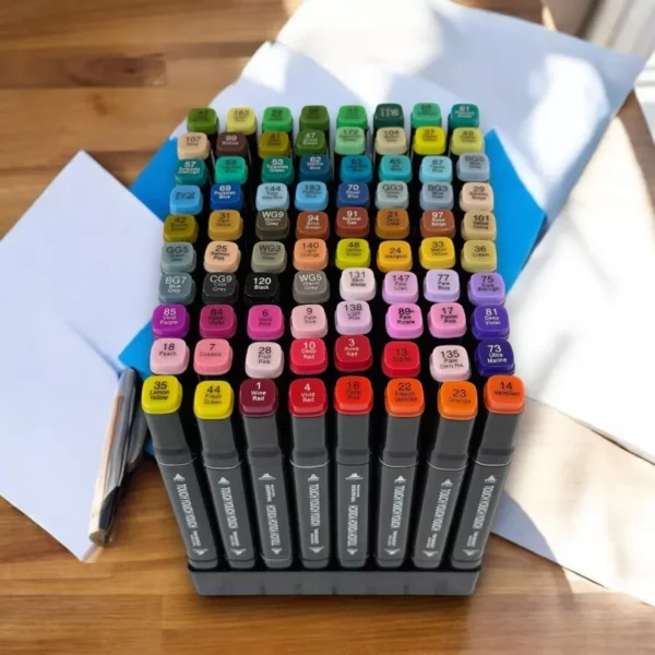 Set 80 markere cu varf dublu, culori diverse, geanta depozitare inclusa - imagine 9