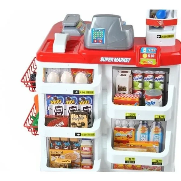 Set supermarket, 24 accesorii, lumini, efecte sonore, carucior cumparaturi, casa de marcat, 82x50x44 cm - imagine 5