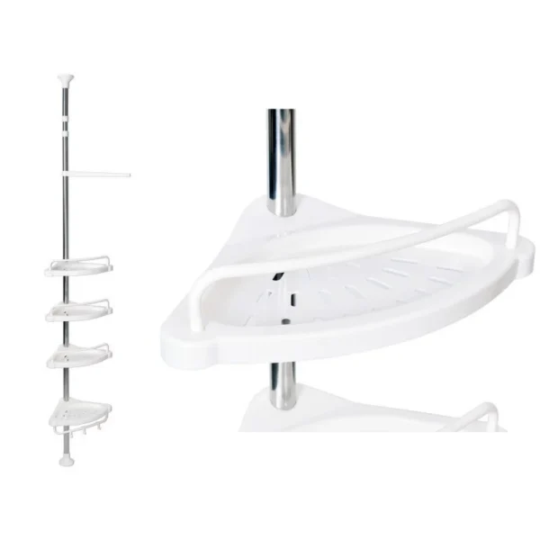 Raft pentru baie ajustabil 100-320 cm, 4 nivele, suport prosop, carlige - imagine 8