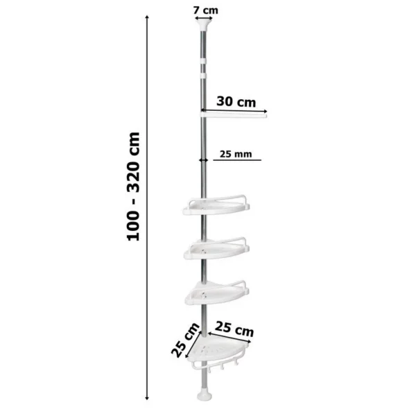Raft pentru baie ajustabil 100-320 cm, 4 nivele, suport prosop, carlige - imagine 13