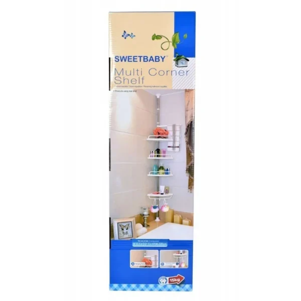 Raft pentru baie ajustabil 100-320 cm, 4 nivele, suport prosop, carlige - imagine 14