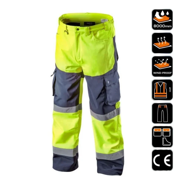 Pantaloni de lucru, reflectorizanti, impermeabili, galben, model Visibility, marimea XL/56, NEO - imagine 6