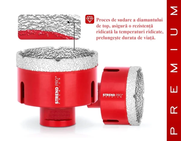 Carote diamantate profesionale, M14, set 5 buc, 20-68 mm, cu disc diamantat subtire, 125 mm - imagine 9