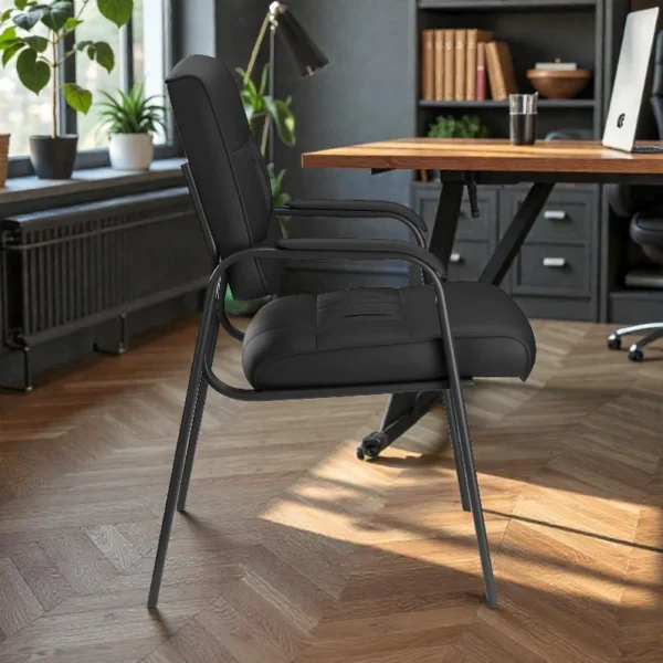 Scaun de conferinta, tapiterie piele ecologica si spuma, cotiere captusite, inaltime 91 cm - imagine 2