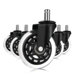 Set 5 roti pivotante pentru scaun de birou – universale, silentioase, silicon si cauciuc