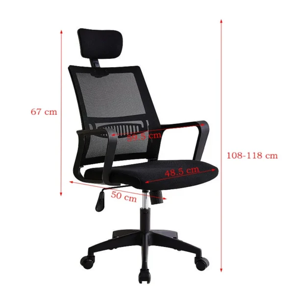 Scaun ergonomic de birou, reglabil in inaltime 108-118 cm, tetiera integrata, mesh si burete - imagine 9