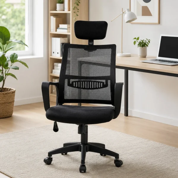 Scaun ergonomic de birou, reglabil in inaltime 108-118 cm, tetiera integrata, mesh si burete - imagine 11