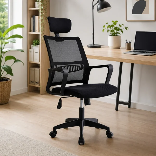 Scaun ergonomic de birou, reglabil in inaltime 108-118 cm, tetiera integrata, mesh si burete - imagine 12