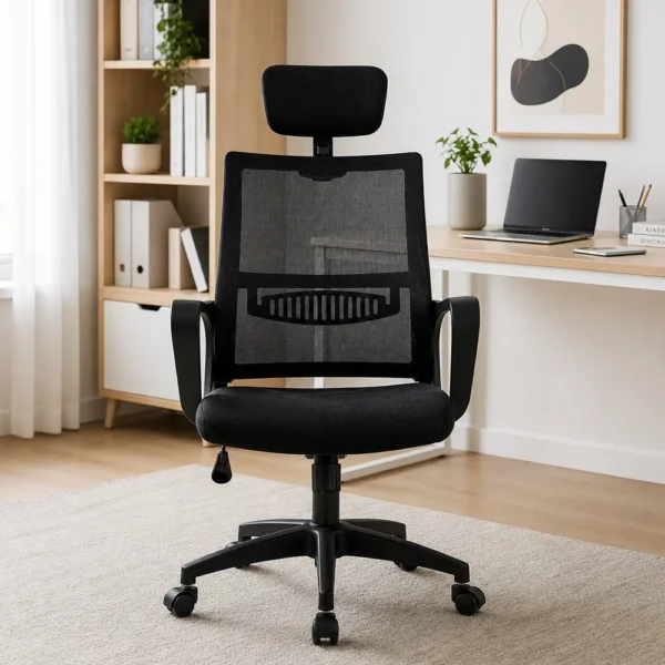 Scaun ergonomic de birou, reglabil in inaltime 108-118 cm, tetiera integrata, mesh si burete - imagine 8