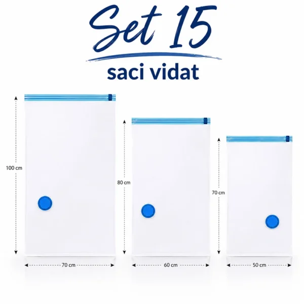 Saci pentru vidat, reutilizabili, 3 dimensiuni, transparenti, set 15 bucati - imagine 20