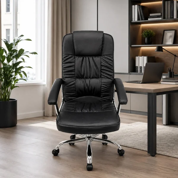 Scaun ergonomic directorial, inaltime reglabila 108-118 cm, rotativ, maxim 150 kg, negru - imagine 19