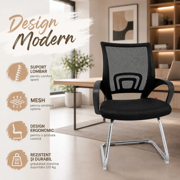 Scaun de birou, design modern, suport lombar, greutate maxima 120 kg, inaltime 92 cm - imagine 14