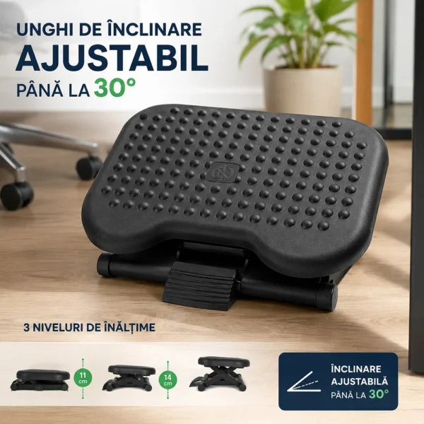 Suport ergonomic pentru picioare, antiderapant, inaltime reglabila, postura comoda birou - imagine 20