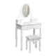 Set masa de toaleta 140x80x40 cm, oglinda si scaun incluse, 5 sertare - imagine 2