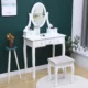 Set masa de toaleta 140x80x40 cm, oglinda si scaun incluse, 5 sertare - imagine 7