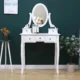 Set masa de toaleta 140x80x40 cm, oglinda si scaun incluse, 5 sertare - imagine 8
