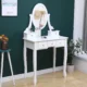 Set masa de toaleta 140x80x40 cm, oglinda si scaun incluse, 5 sertare - imagine 9