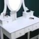 Set masa de toaleta 140x80x40 cm, oglinda si scaun incluse, 5 sertare - imagine 11