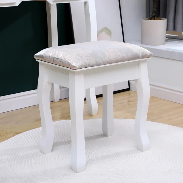 Set masa de toaleta 140x80x40 cm, oglinda si scaun incluse, 5 sertare - imagine 14