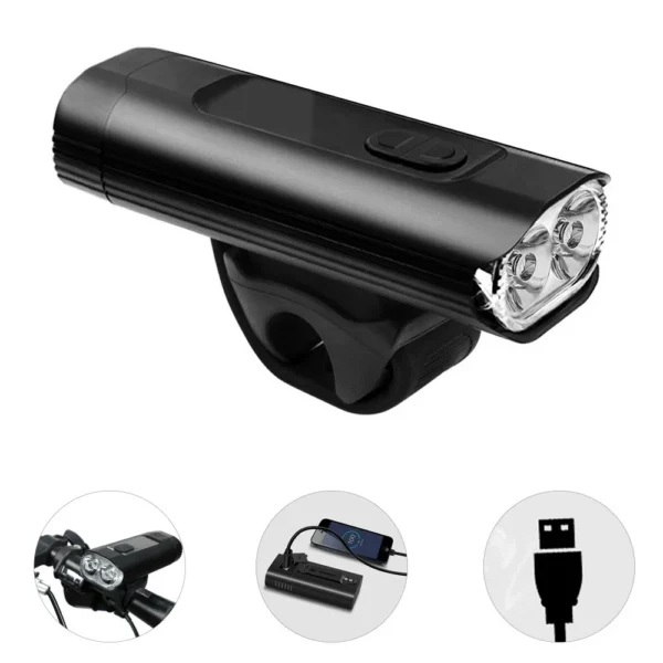 Far led bicicleta1000 lm, functie powerbank, reincarcabil usb, ipx4, 4800 mah - imagine 1
