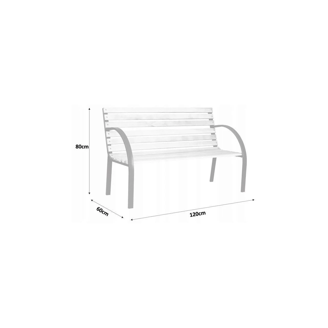 Banca de gradina, lemn, structura metalica, 120x60x80 cm, Everild 2 Banca de gradina, lemn, structura metalica, 120x60x80 cm, Everild