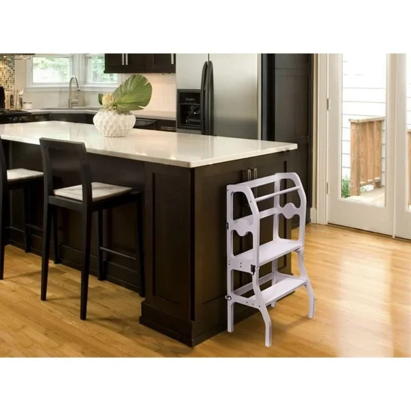 Scaun pliabil pentru copii, inaltator din lemn, 2 in 1 scaun si masa, learning tower - imagine 10