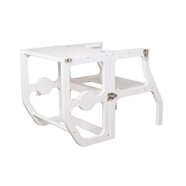Scaun pliabil pentru copii, inaltator din lemn, 2 in 1 scaun si masa, learning tower - imagine 5