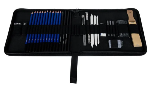 Set desenat/schite in creion, Malatec, cu accesorii, grafit, carbune, 32 buc - imagine 8
